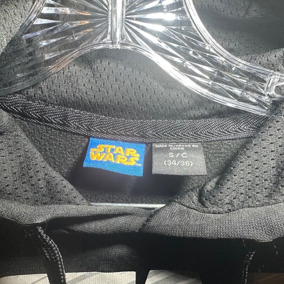 Star Wars Men's Pullover Hoodie Hooded Sweatshirt Black Silver Logo Size Small - Picture 3 of 6